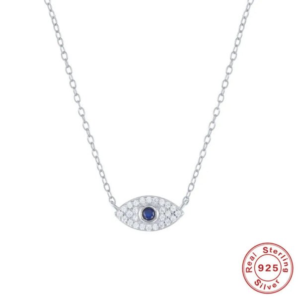Κολιέ ασήμι S925 με μάτι και zircon-NE012