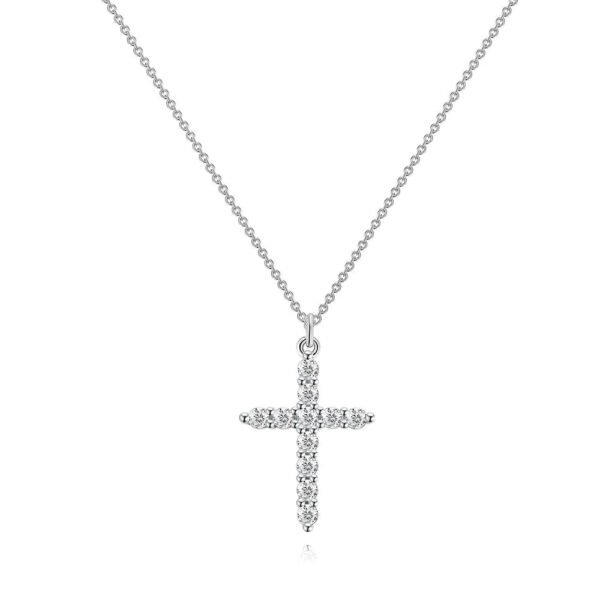Κολιέ ασημί ατσάλινο με μικρά zircon-NE126