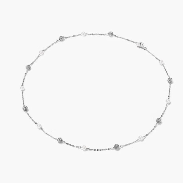 Κολιέ ασήμι S925 με περλίτσες και zircon-NE343